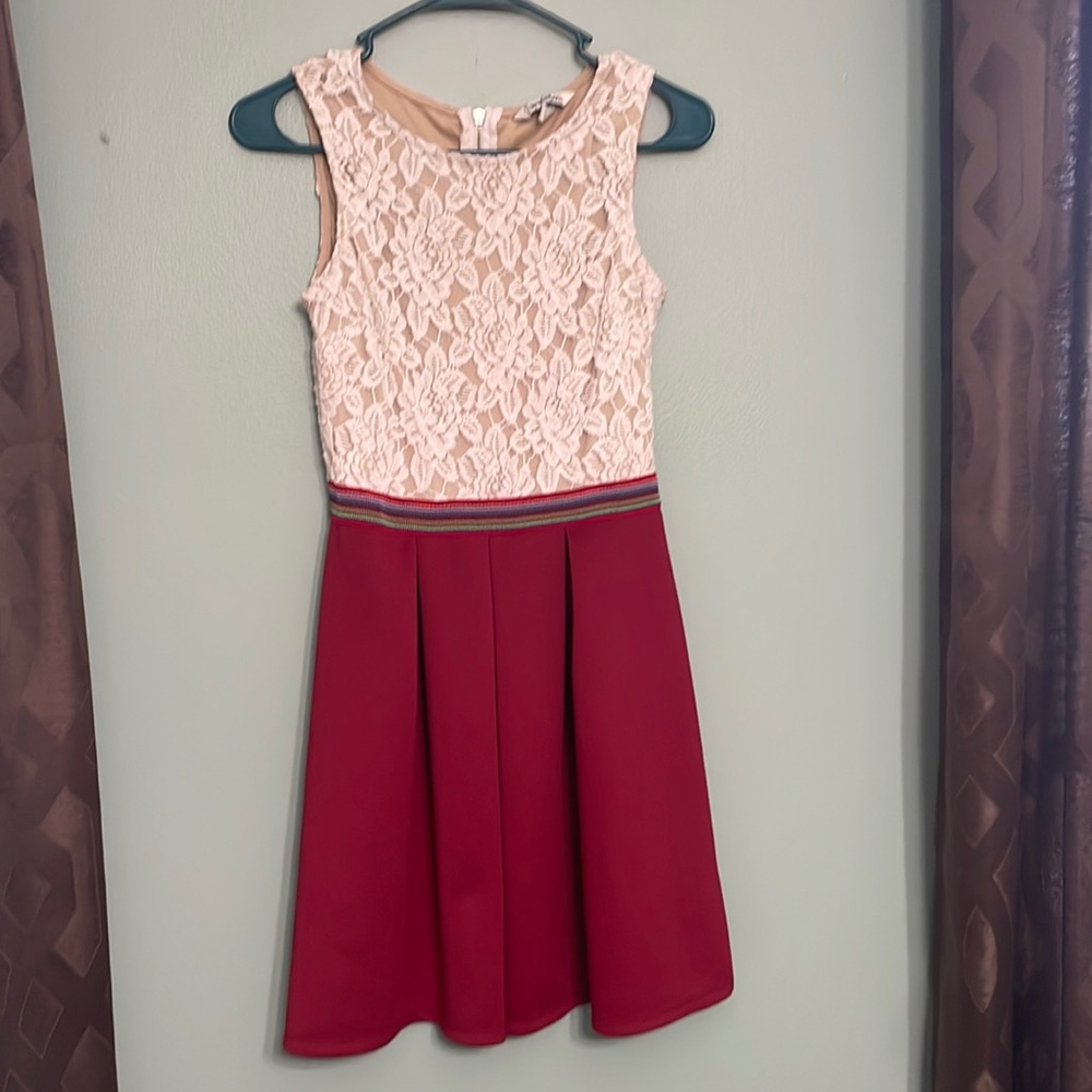 Lace and Red Skirt Dress